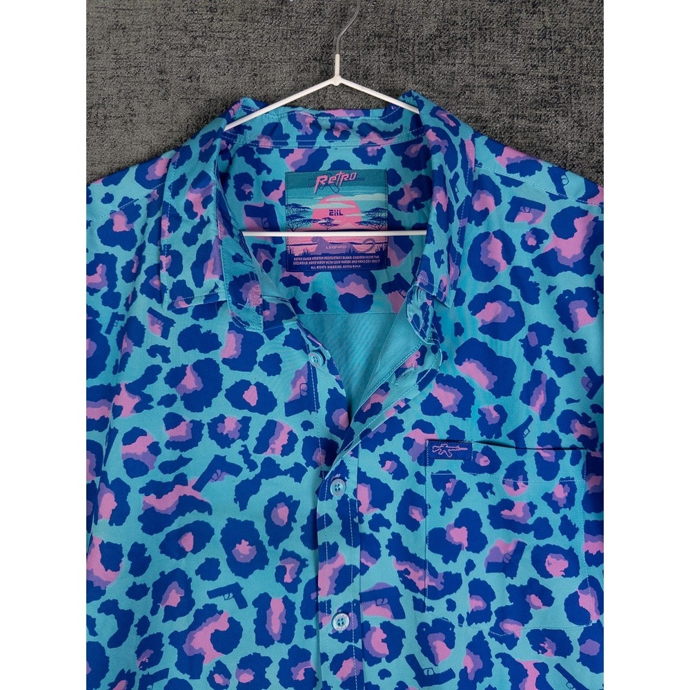 Retro Rifle Leopard Shirt Mens 2XL Party Summer Cocktail Vacations Resort